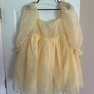 Selkie Banana Puff Dress Yellow Sheer